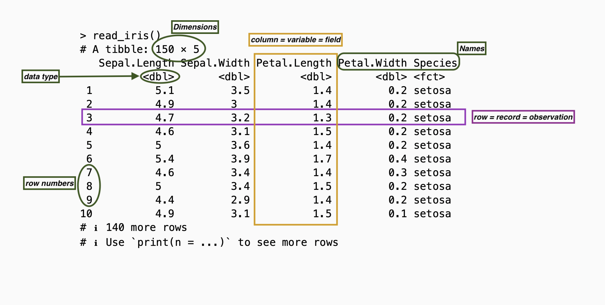 Figure: Essential table parts