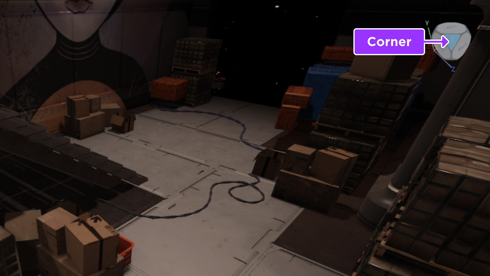 Corner selected on View Selector widget in 3D viewport