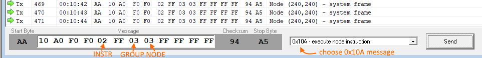 Hapcan programmer send control frame