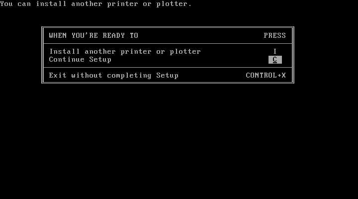 Windows 2.03 SETUP another printer