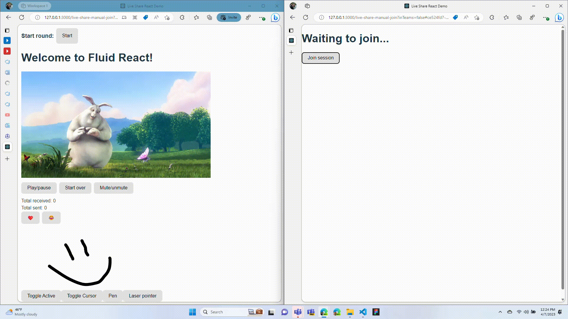 GIF showing the sample functionality