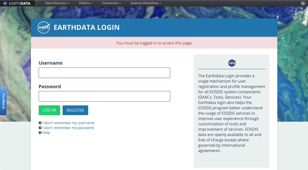 NASA Earthdata Login