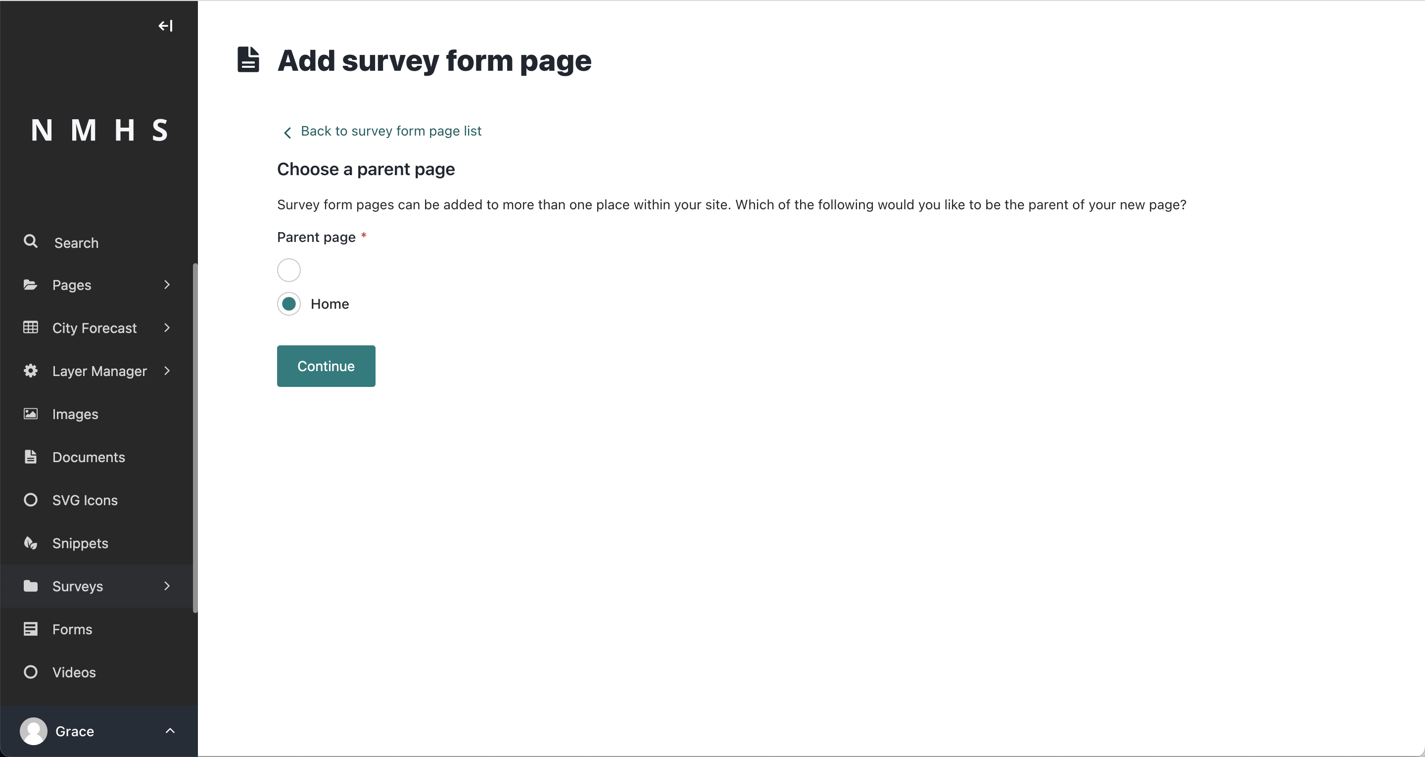 Survey Parent Page